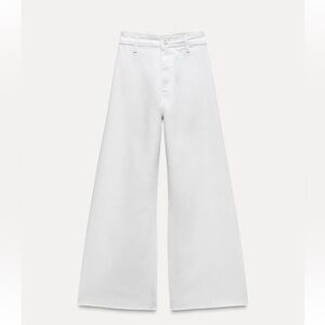 Zara Marine Straight Cropped White Jean